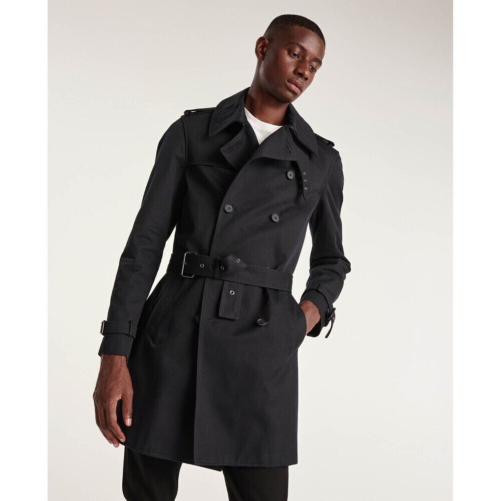 The Kooples Men's Jenna Trench Coat In Dark Navy Size 48